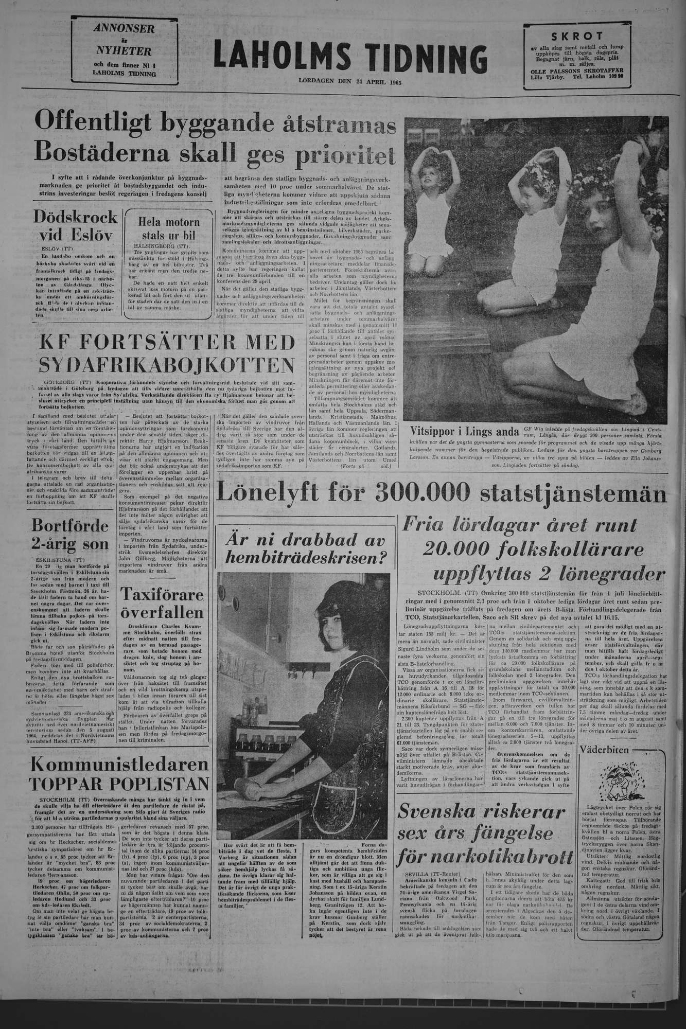 Laholms Tidning Lördag 24 april 1965, sida 8
