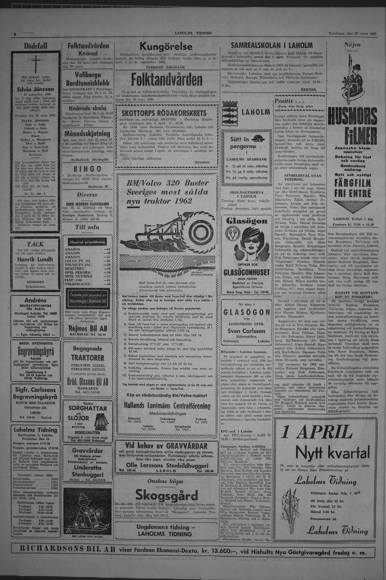 Laholms Tidning Torsdag 28 mars 1963, sida 2