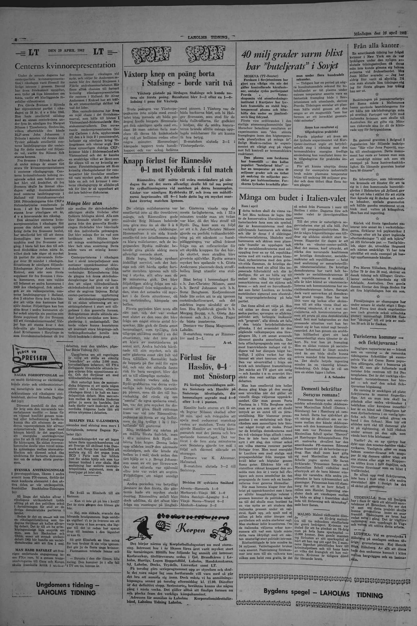 Laholms Tidning Måndag 29 april 1963, sida 4