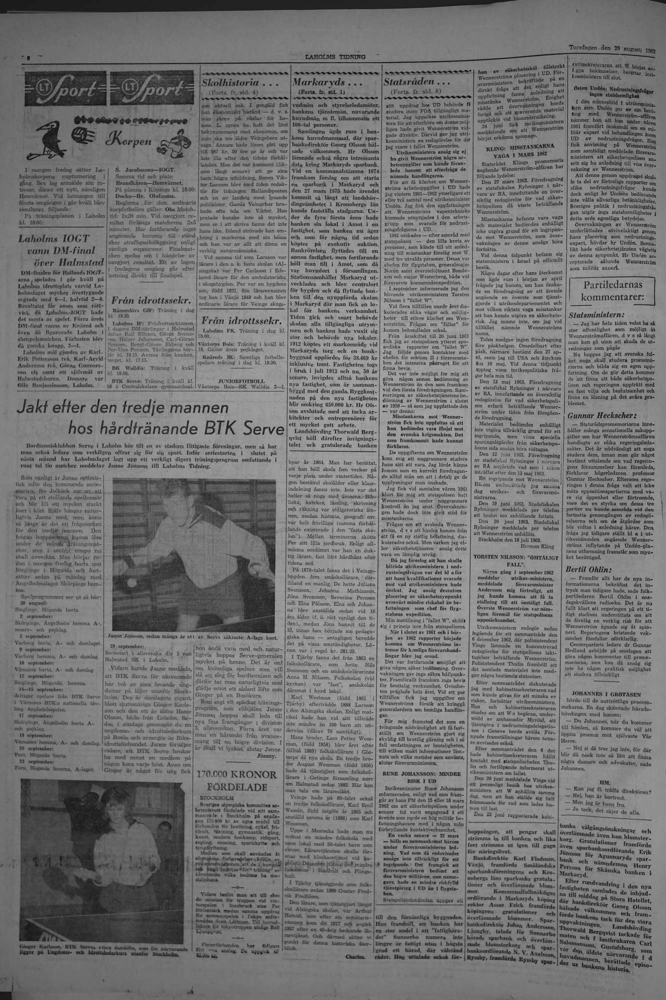 Laholms Tidning Torsdag 29 augusti 1963, sida 6