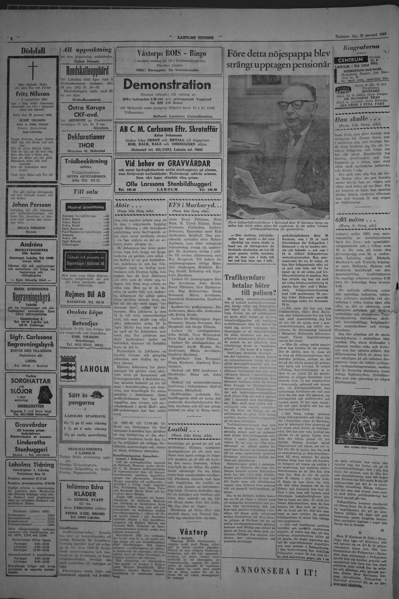 Laholms Tidning Tisdag 29 januari 1963, sida 2