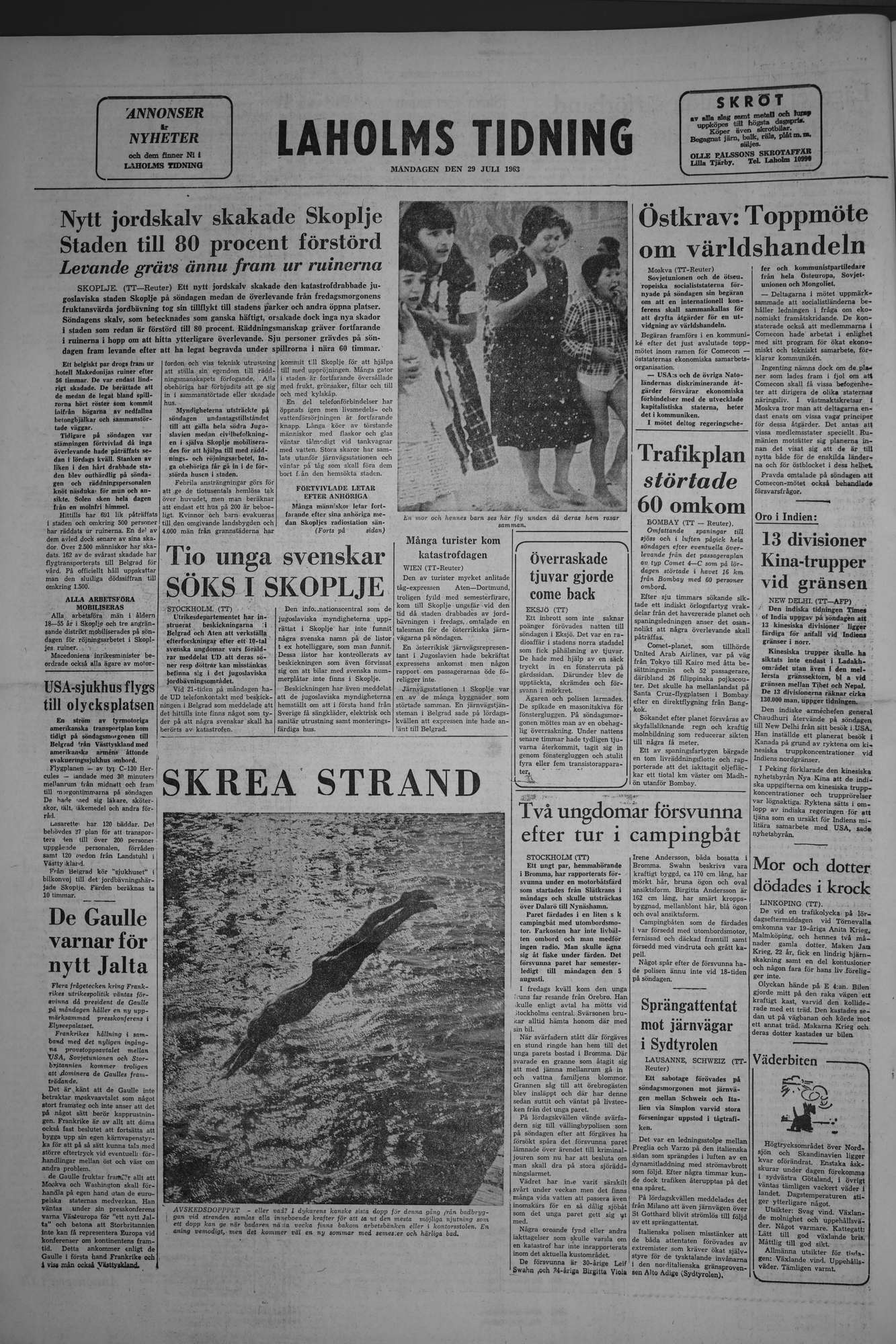 Laholms Tidning Måndag 29 juli 1963, sida 8