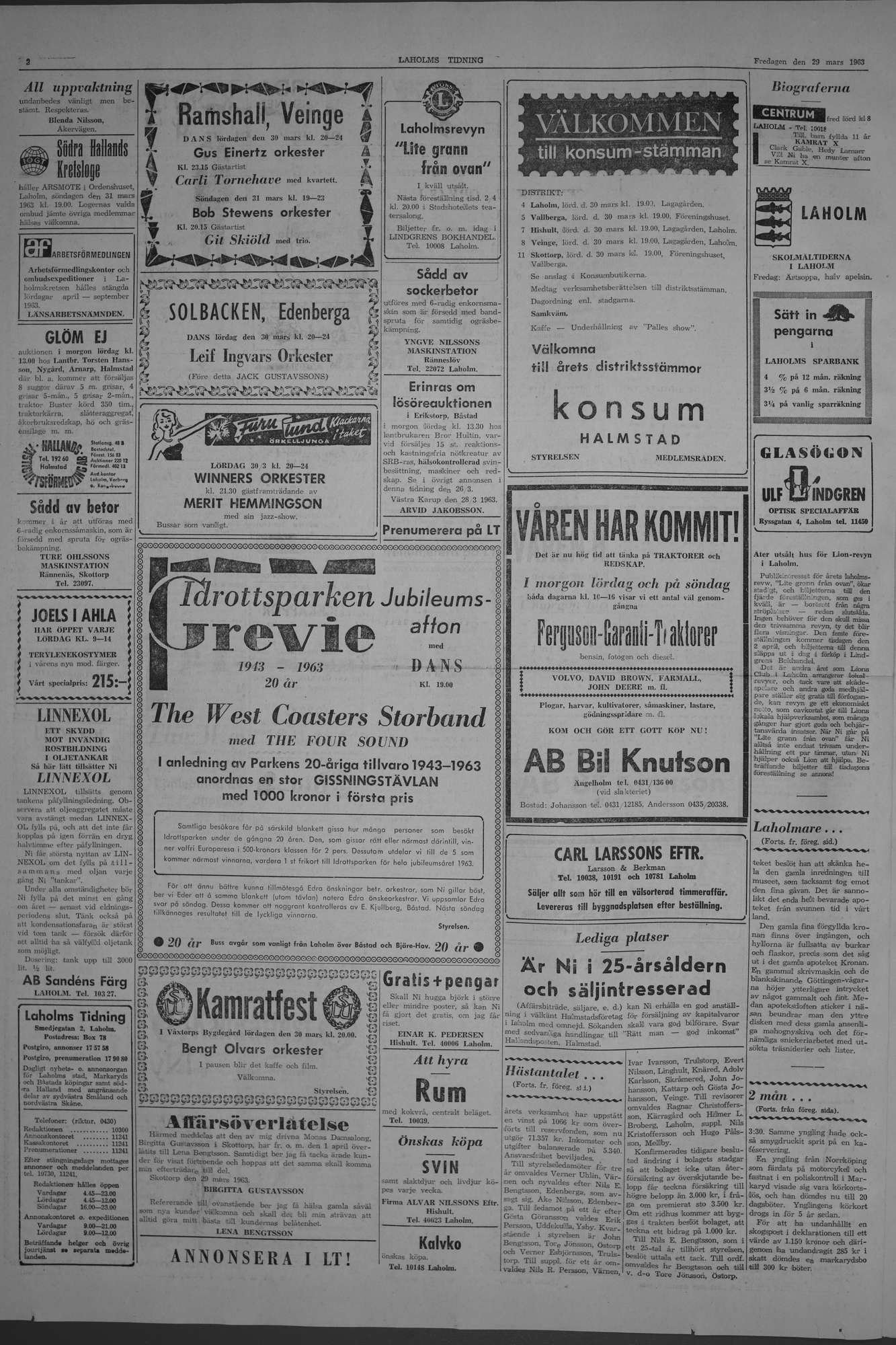 Laholms Tidning Fredag 29 mars 1963, sida 2