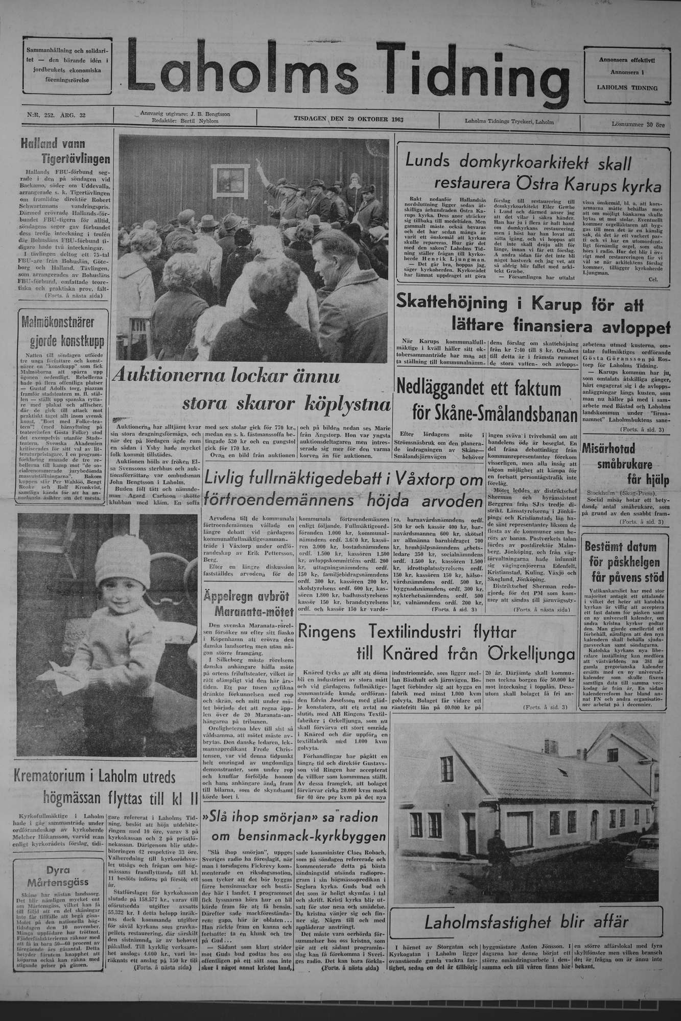 Laholms Tidning Tisdag 29 oktober 1963, sida 1