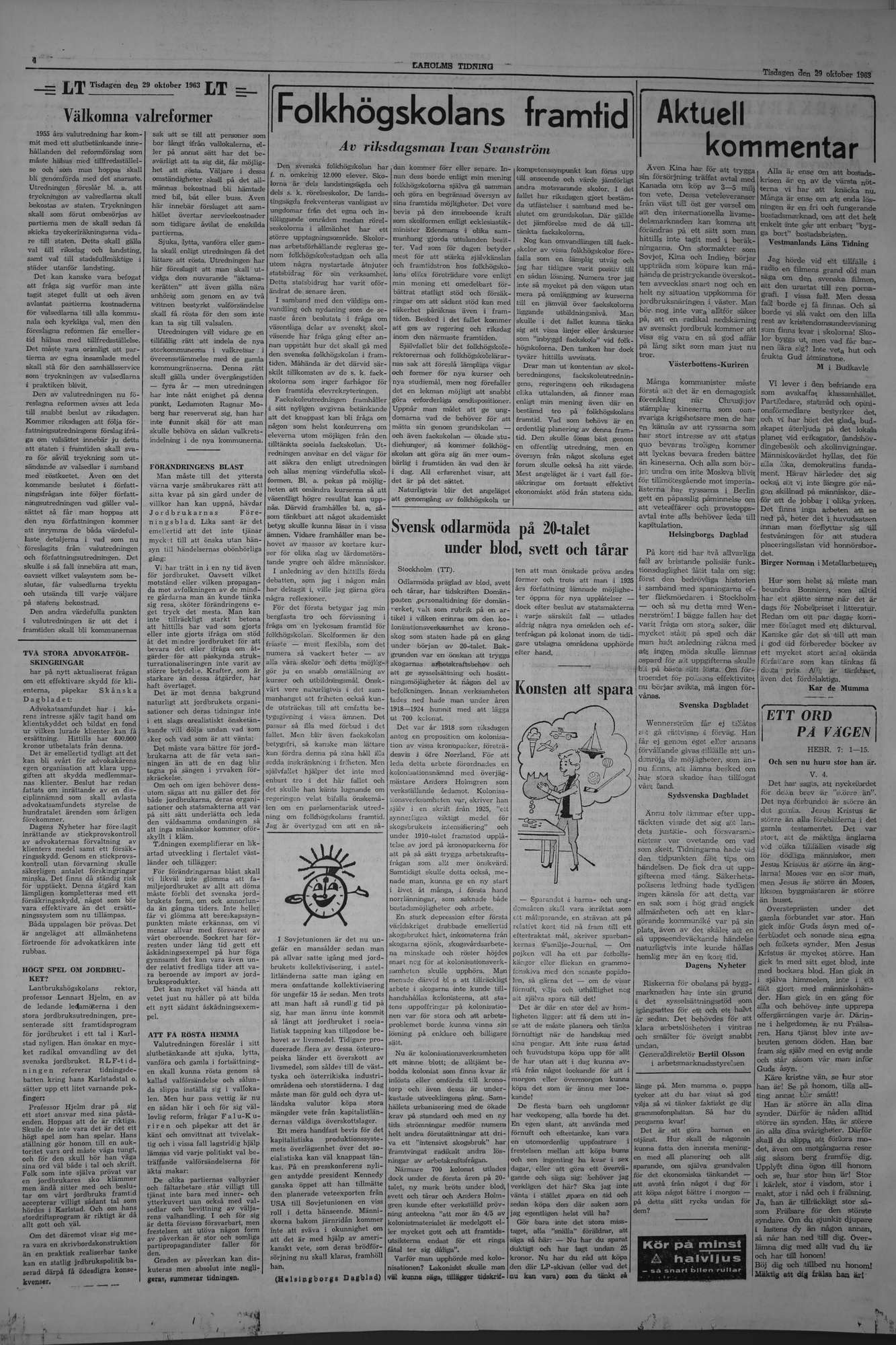 Laholms Tidning Tisdag 29 oktober 1963, sida 4