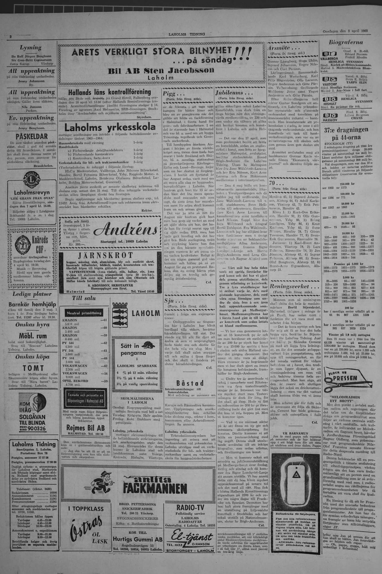 Laholms Tidning Onsdag 3 april 1963, sida 2