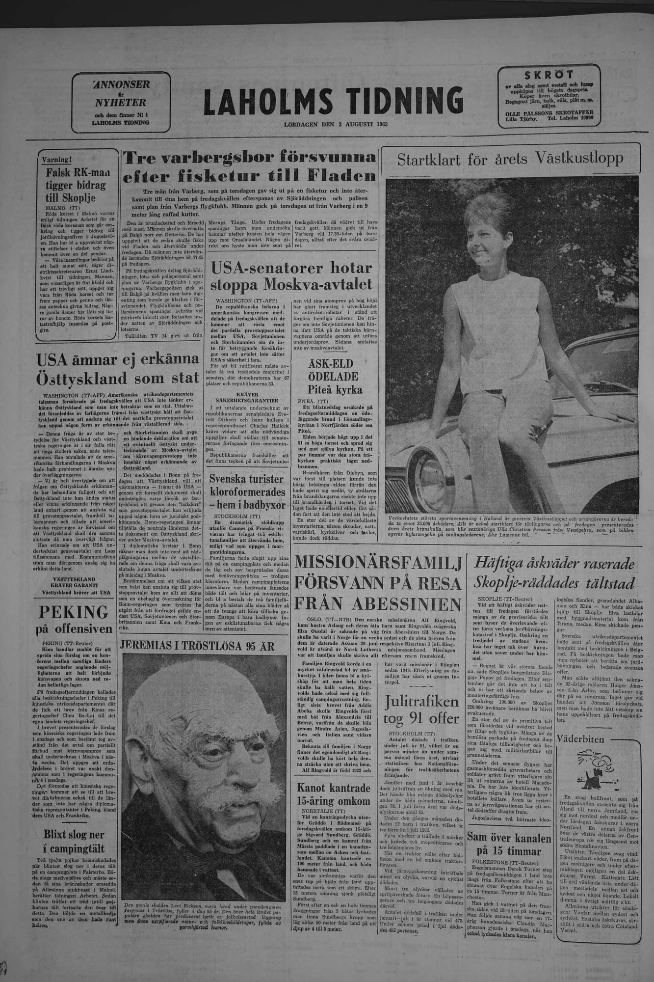 Laholms Tidning Lördag 3 augusti 1963, sida 8
