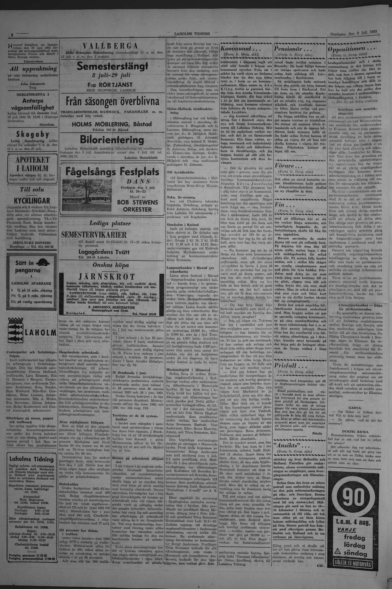 Laholms Tidning Onsdag 3 juli 1963, sida 2