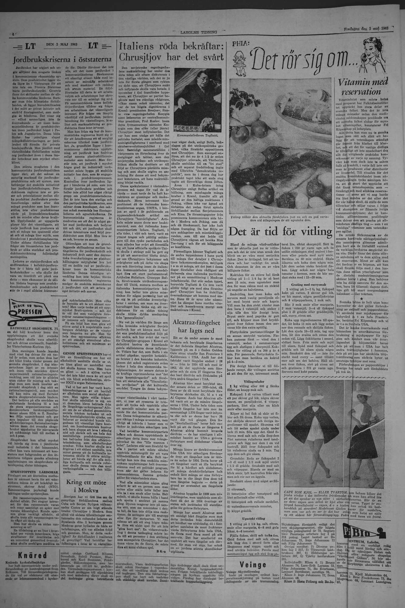 Laholms Tidning Fredag 3 maj 1963, sida 4