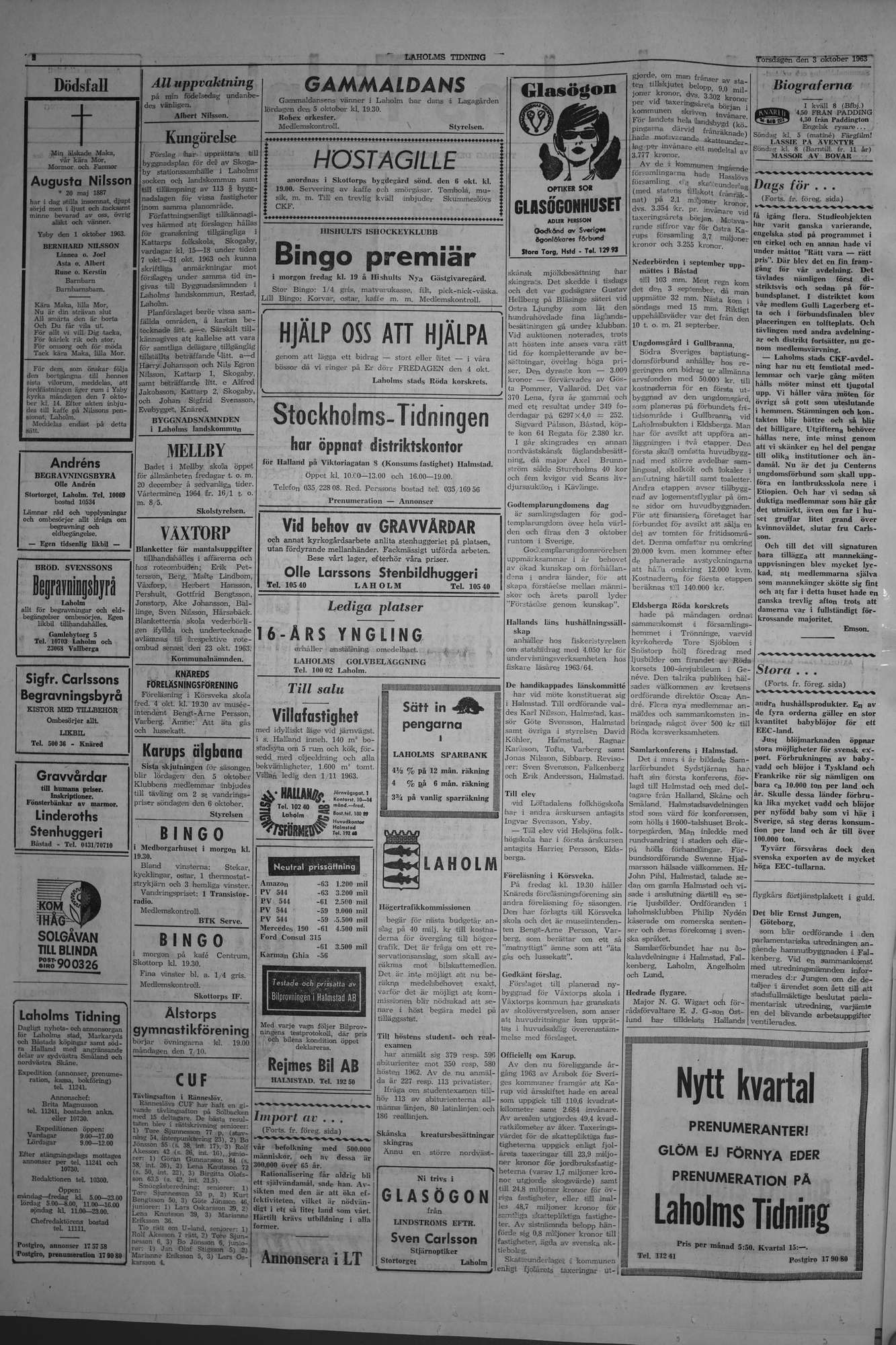 Laholms Tidning Torsdag 3 oktober 1963, sida 2