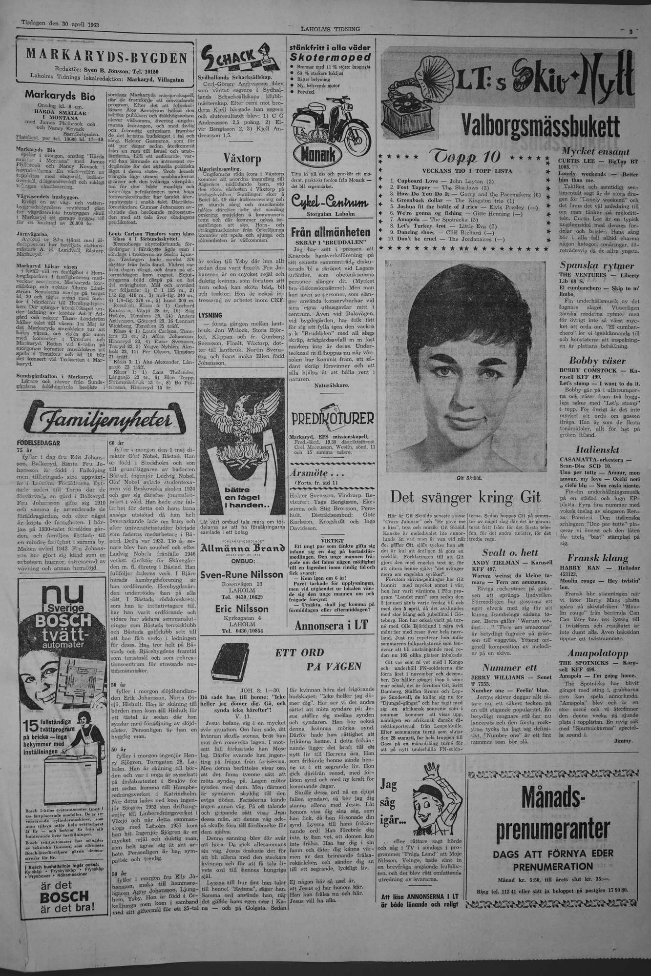 Laholms Tidning Tisdag 30 april 1963, sida 3