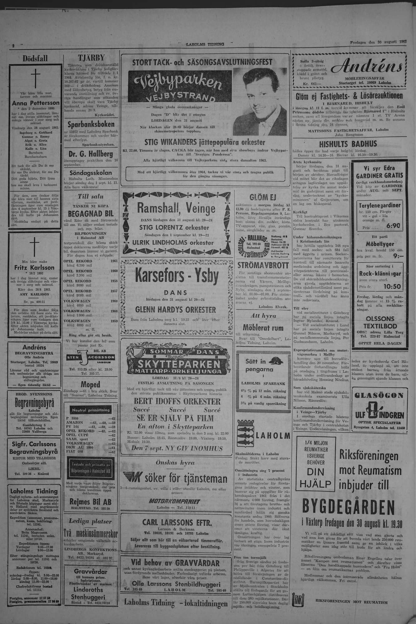 Laholms Tidning Fredag 30 augusti 1963, sida 2