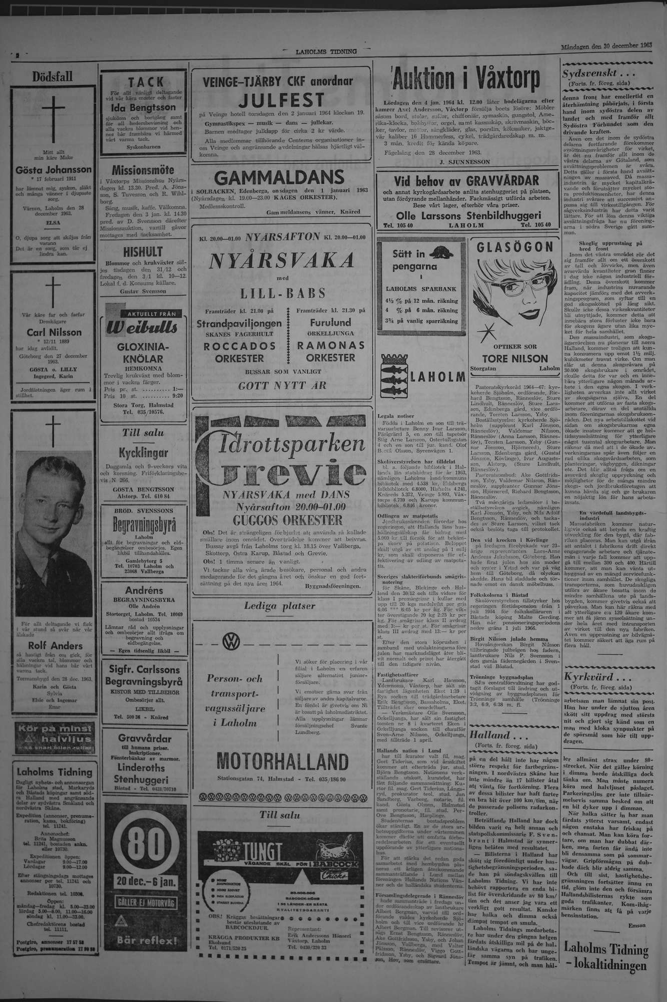 Laholms Tidning Måndag 30 december 1963, sida 2