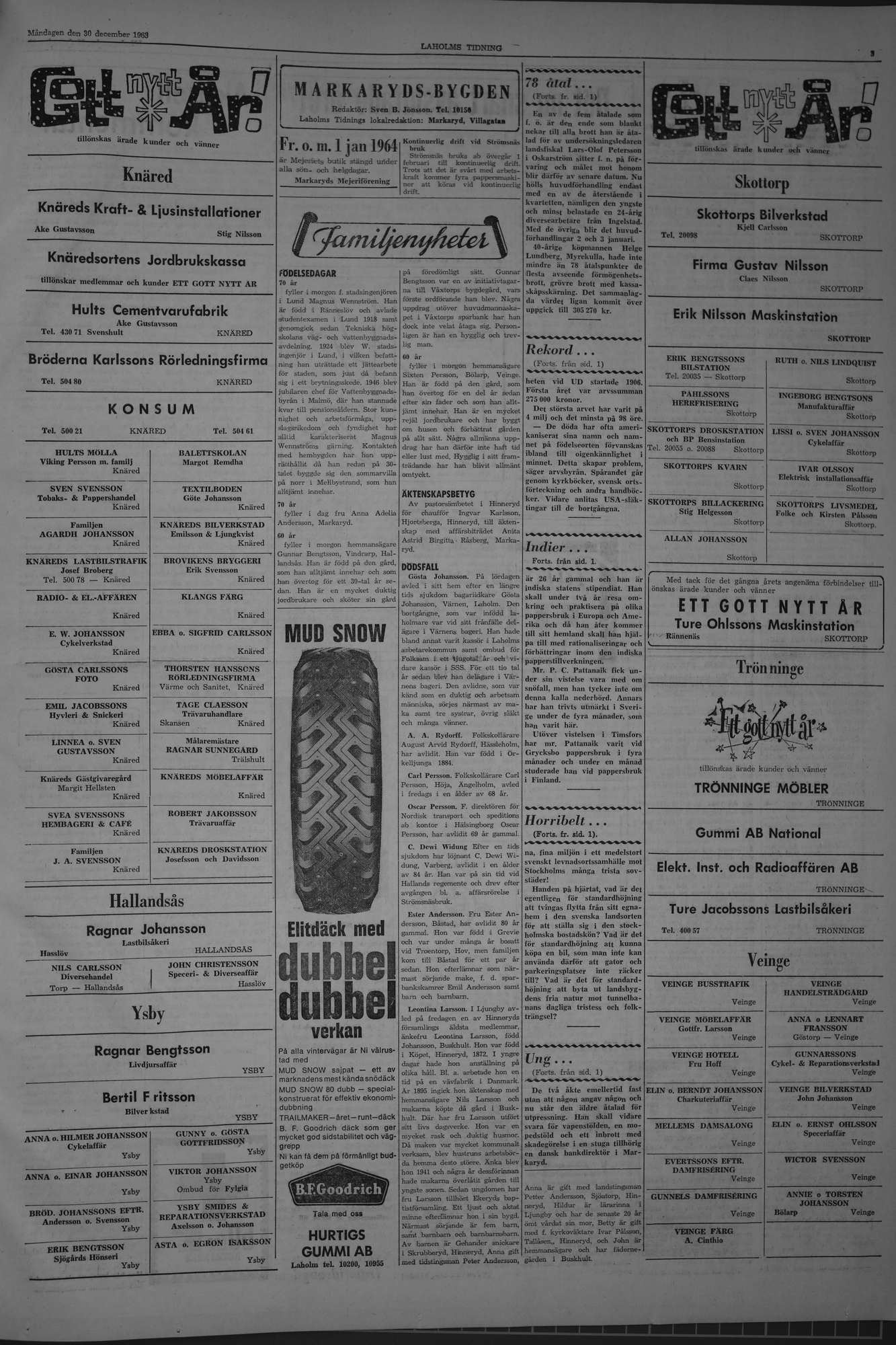Laholms Tidning Måndag 30 december 1963, sida 3