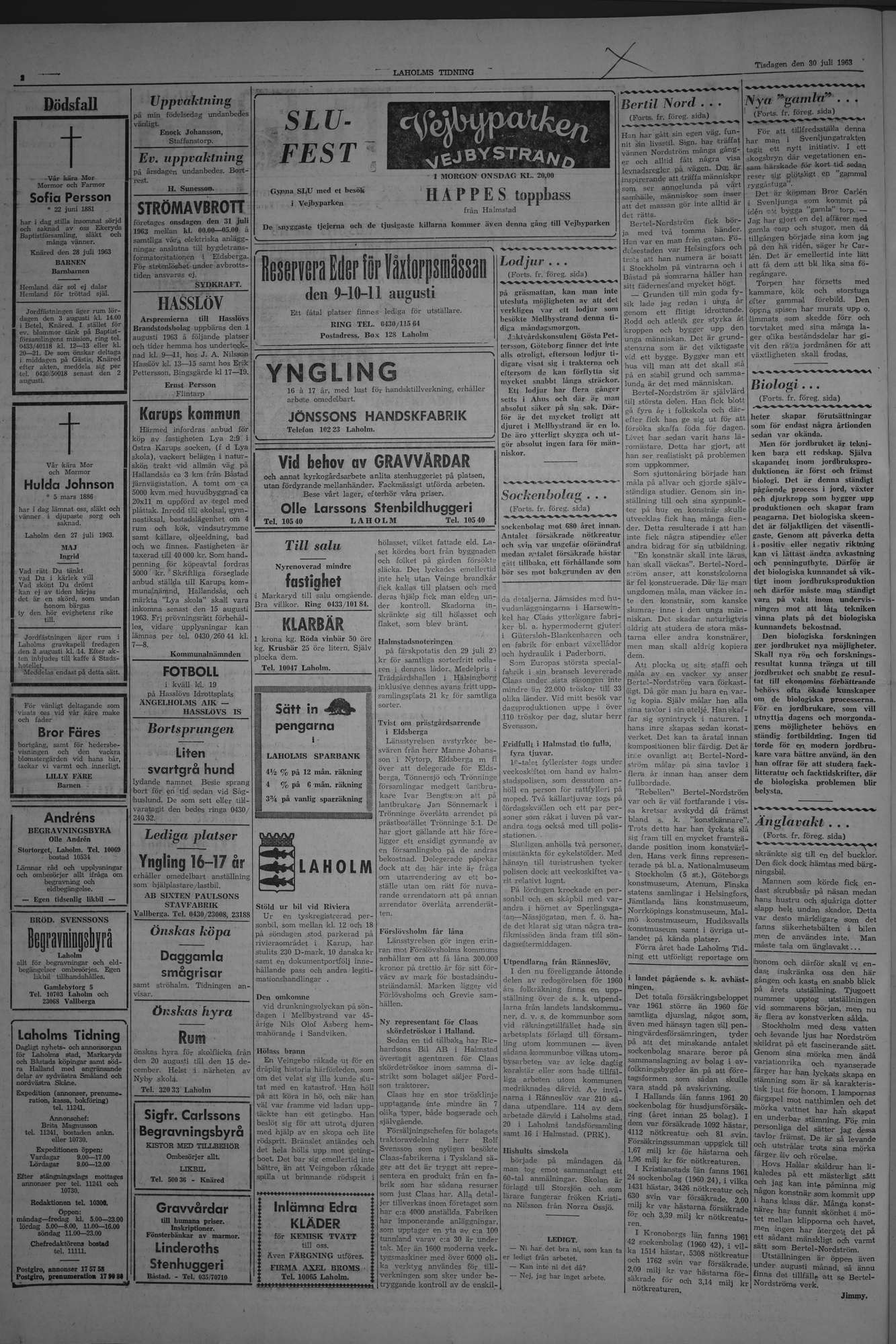 Laholms Tidning Tisdag 30 juli 1963, sida 2