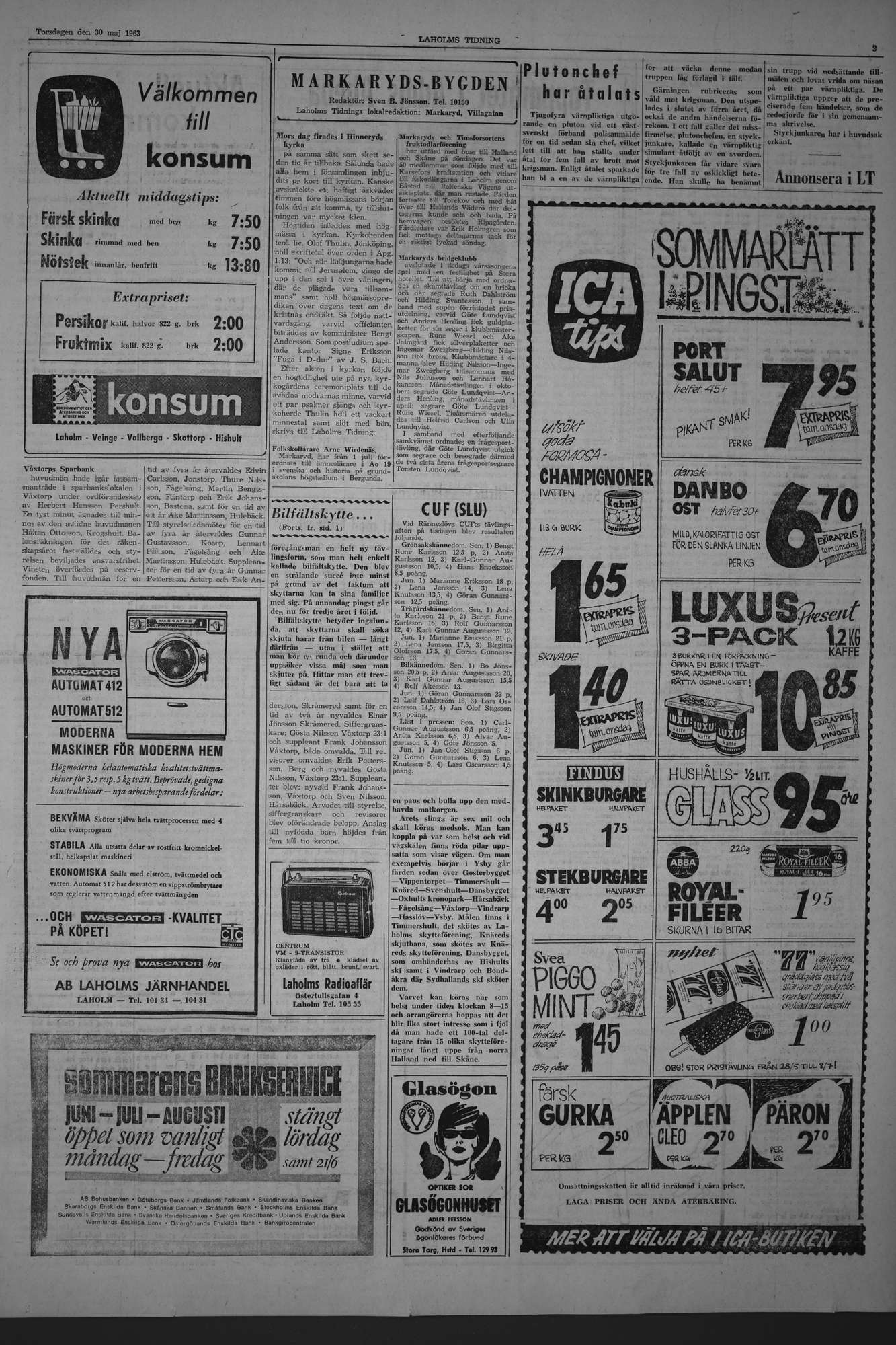 Laholms Tidning Torsdag 30 maj 1963, sida 3