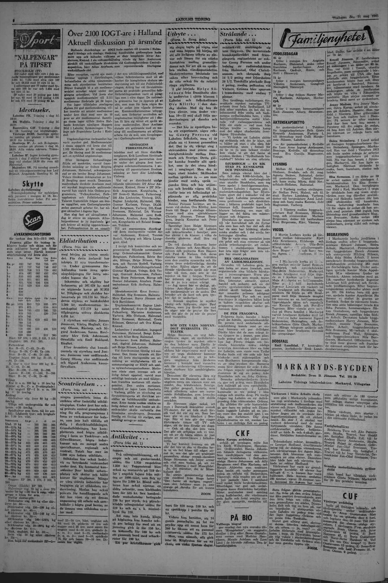 Laholms Tidning Tisdag 11 maj 1965, sida 6