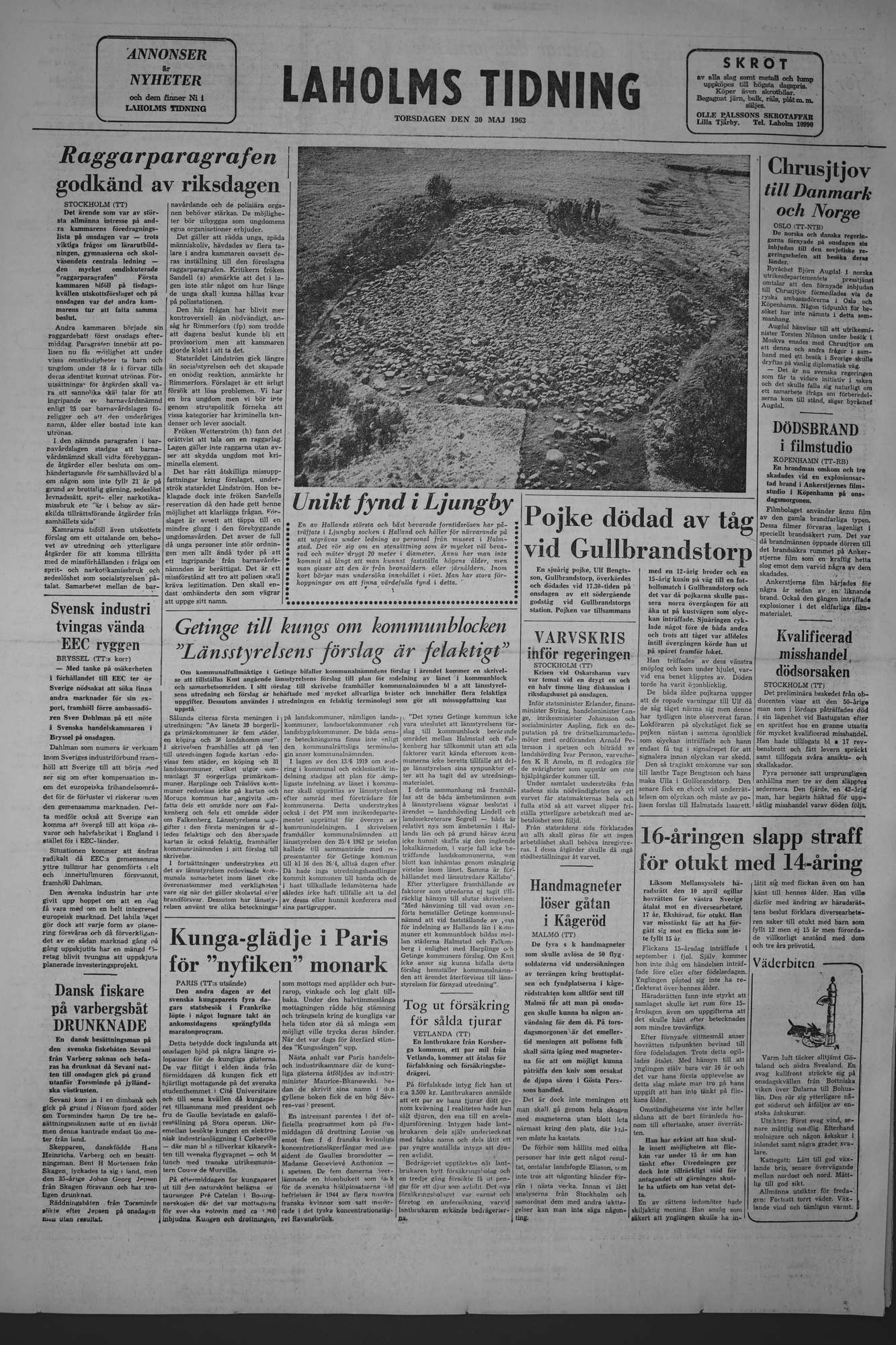 Laholms Tidning Torsdag 30 maj 1963, sida 8