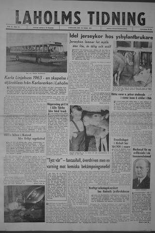 Förstasidan, Lördag 30 mars 1963