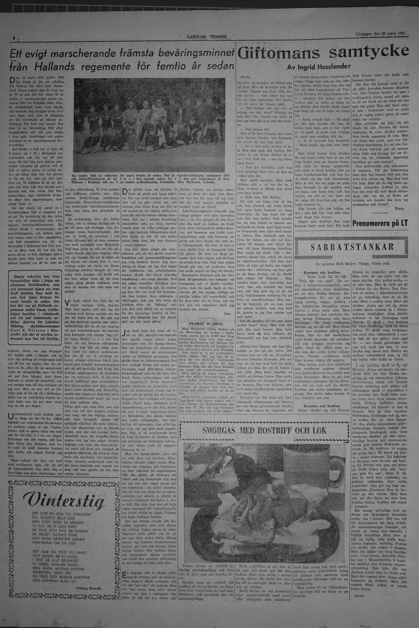 Laholms Tidning Lördag 30 mars 1963, sida 6