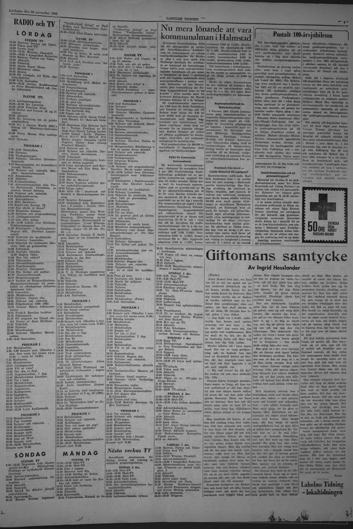 Laholms Tidning Lördag 30 november 1963, sida 7