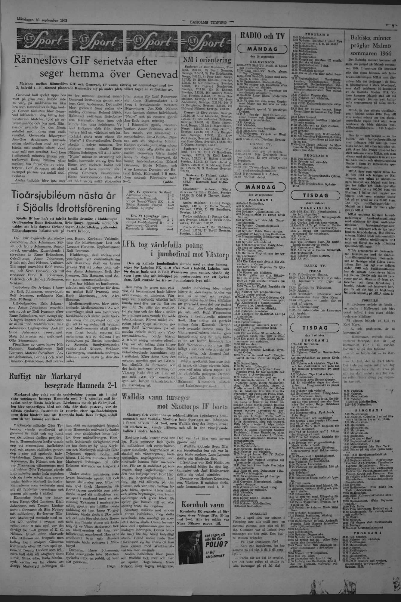 Laholms Tidning Måndag 30 september 1963, sida 7