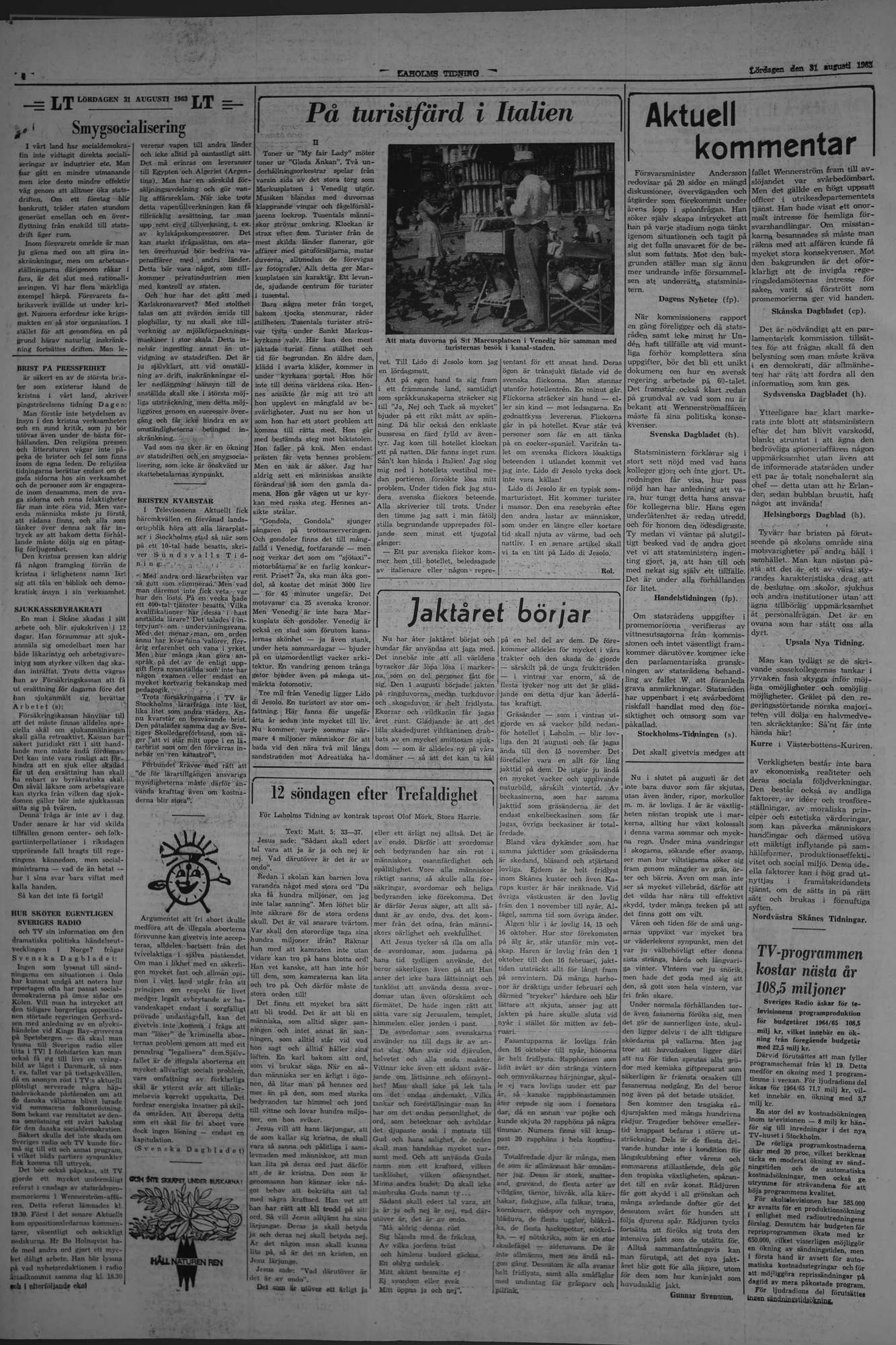 Laholms Tidning Lördag 31 augusti 1963, sida 4