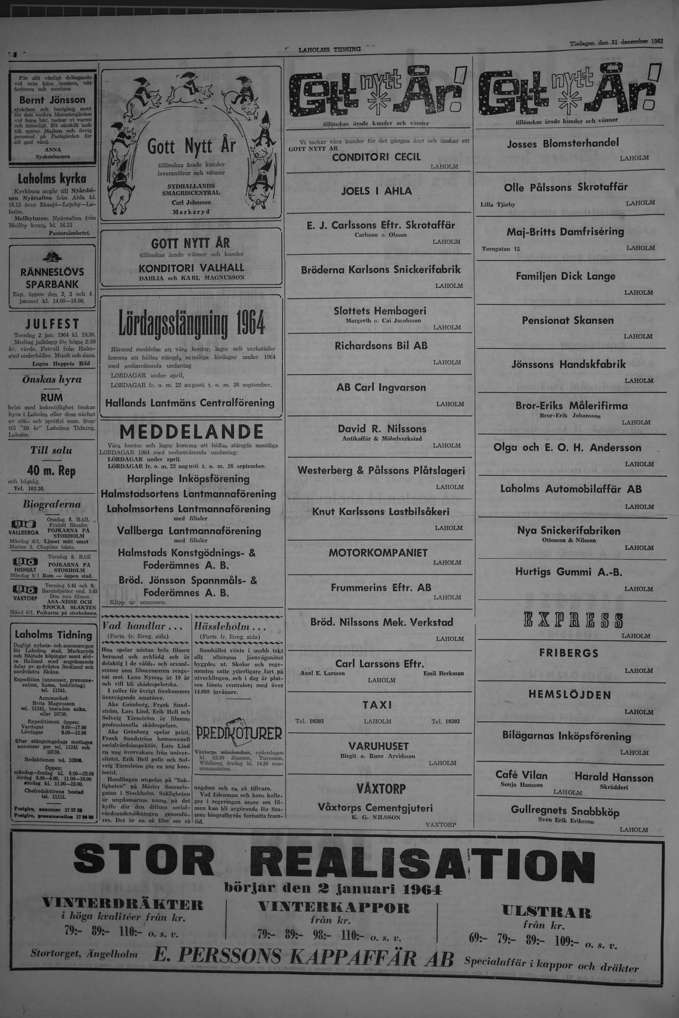 Laholms Tidning Tisdag 31 december 1963, sida 2