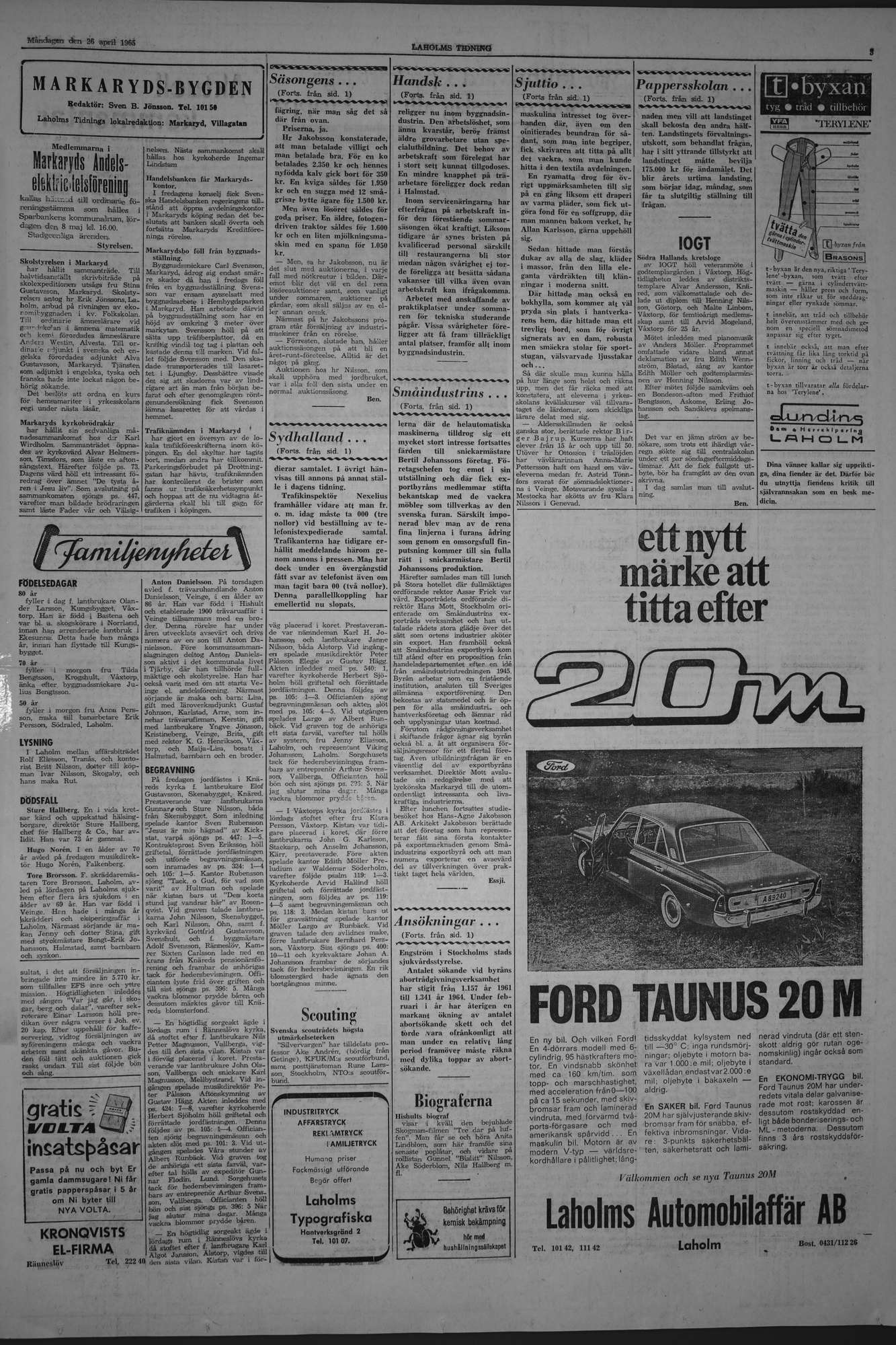 Laholms Tidning Måndag 26 april 1965, sida 3