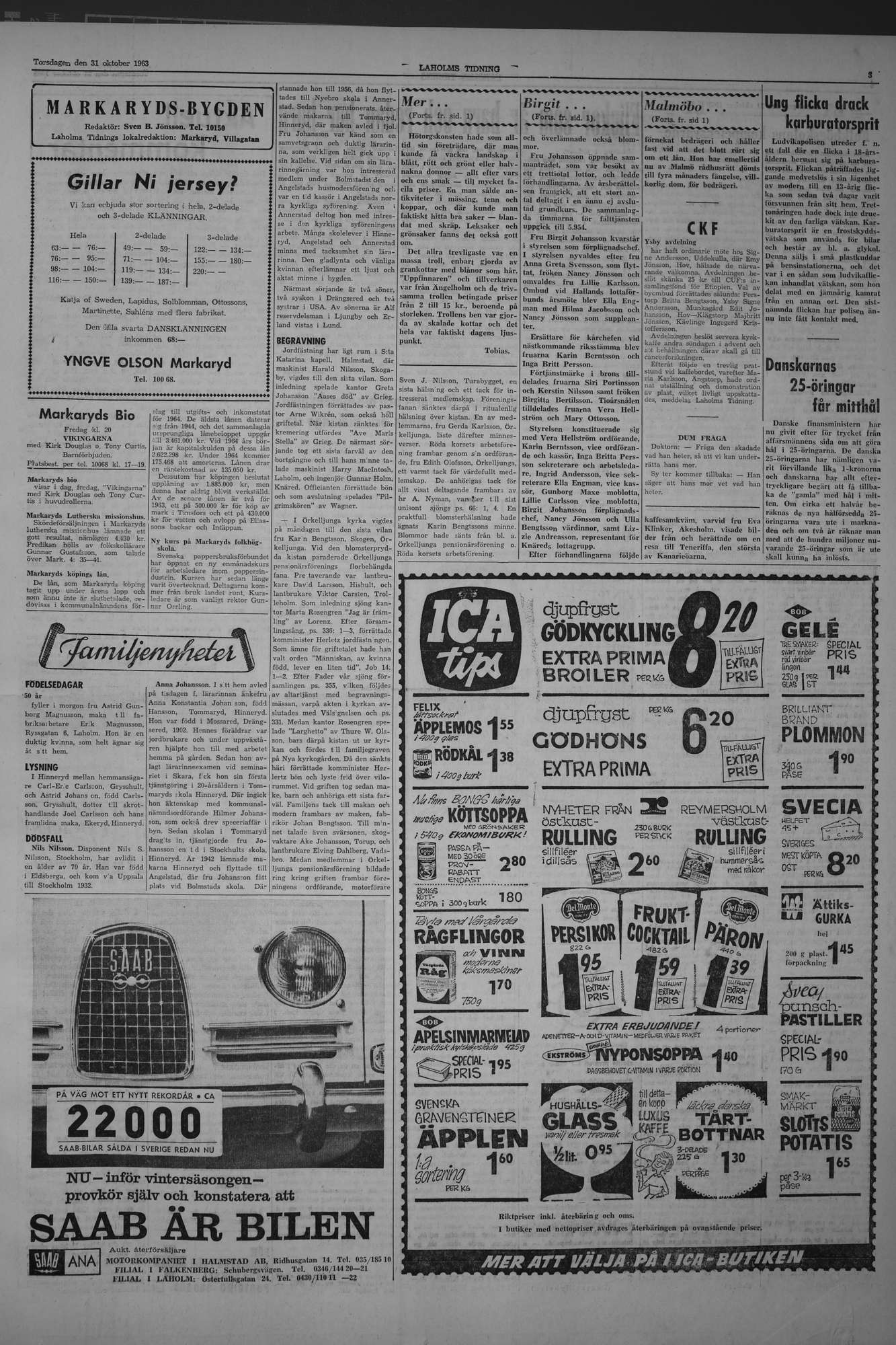 Laholms Tidning Torsdag 31 oktober 1963, sida 3