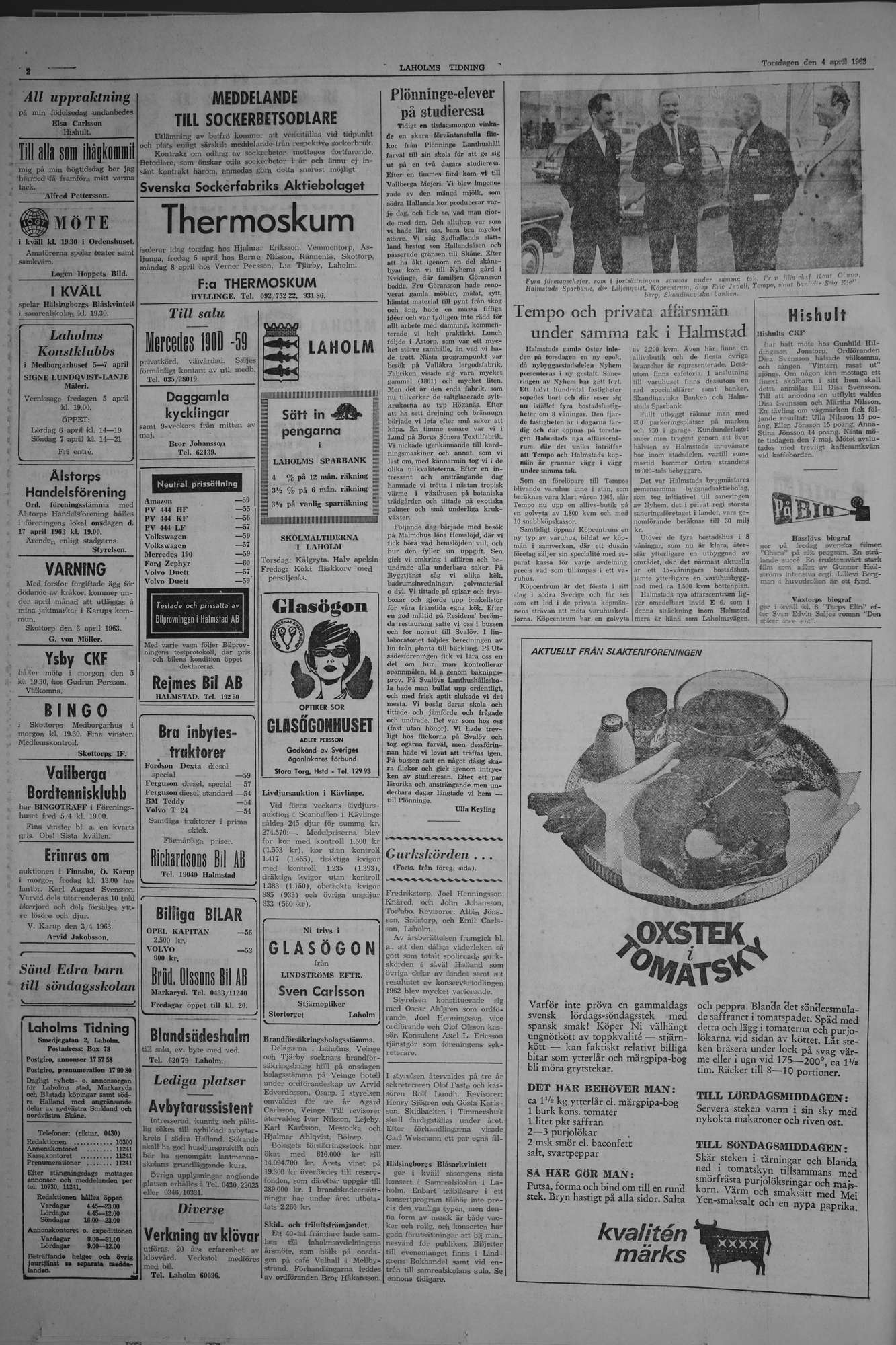 Laholms Tidning Torsdag 4 april 1963, sida 2