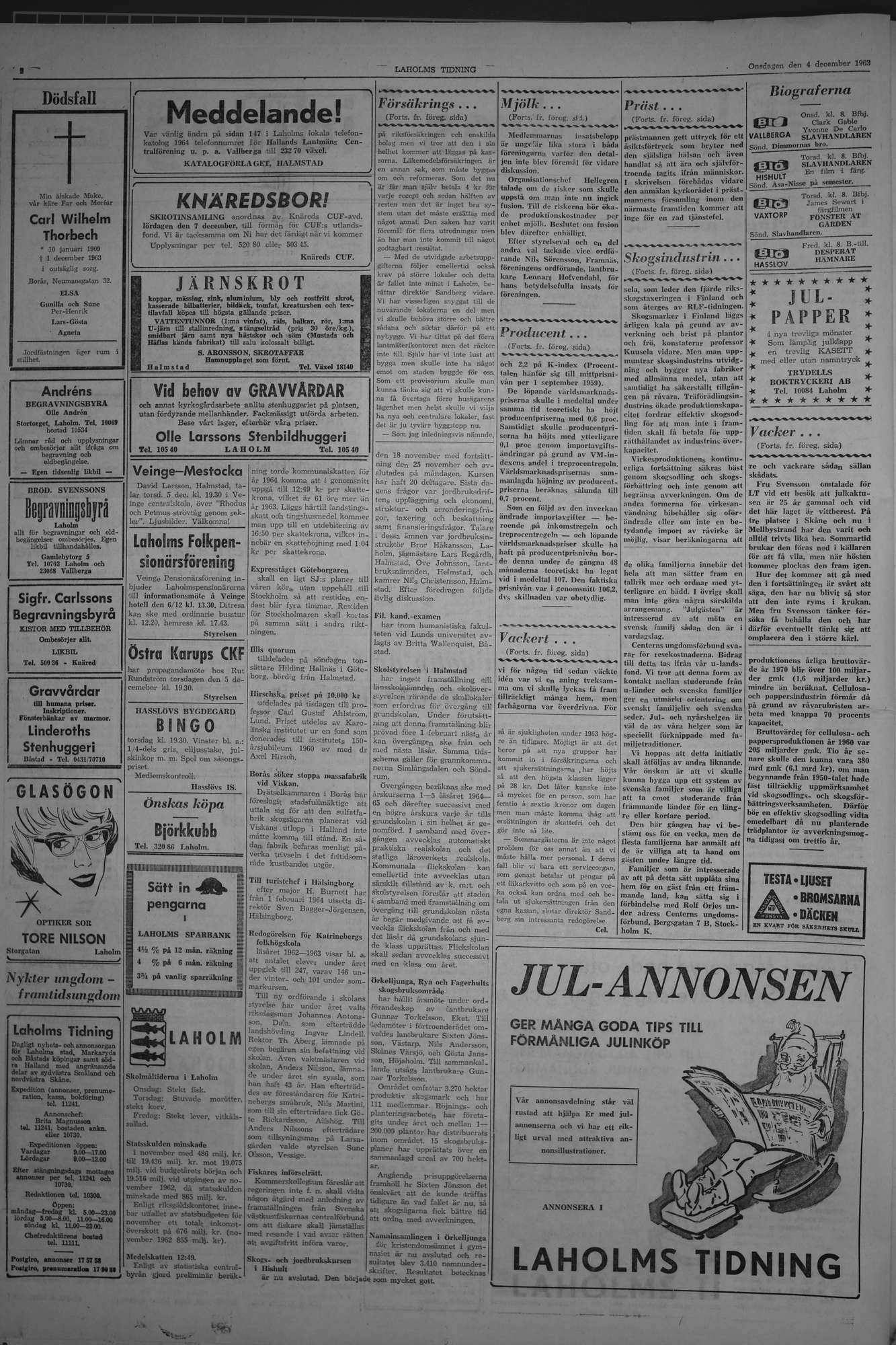 Laholms Tidning Onsdag 4 december 1963, sida 2