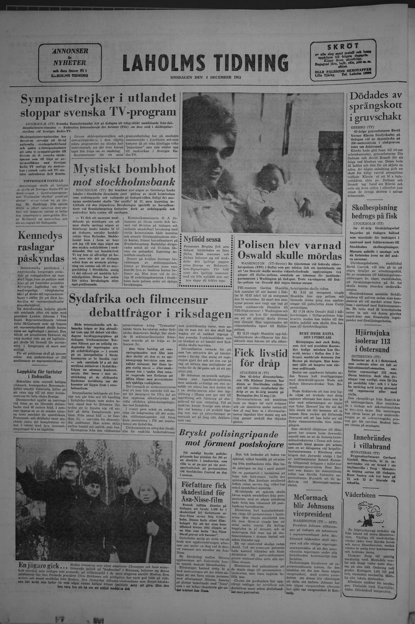 Laholms Tidning Onsdag 4 december 1963, sida 8