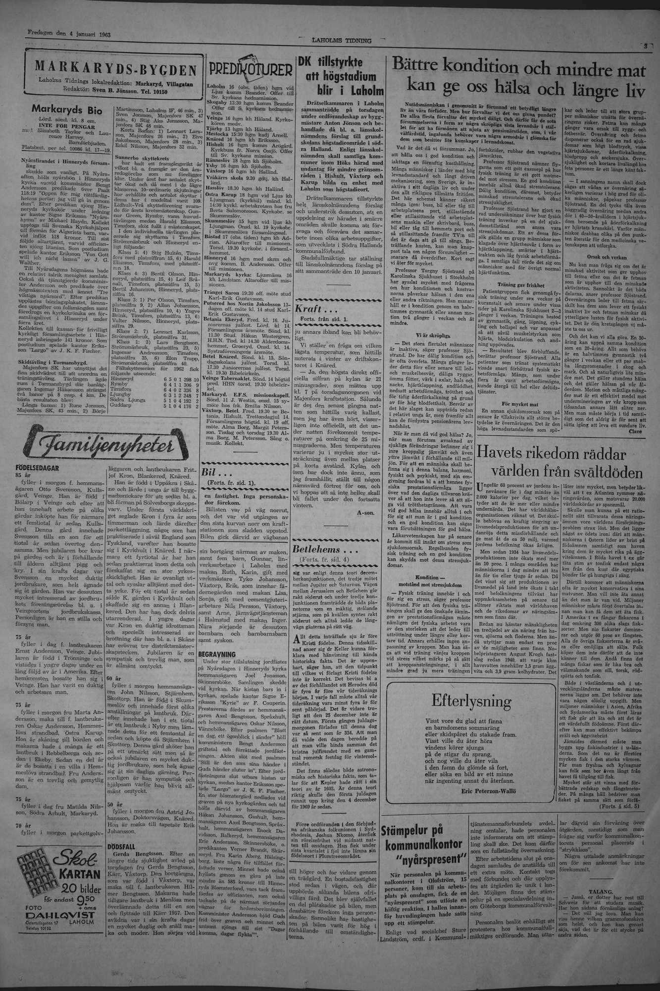 Laholms Tidning Fredag 4 januari 1963, sida 3