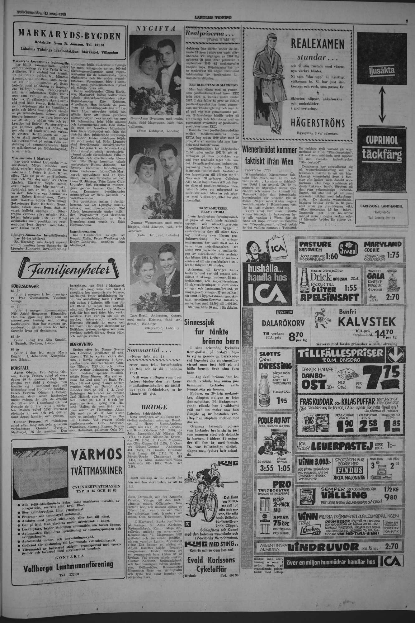 Laholms Tidning Torsdag 13 maj 1965, sida 3
