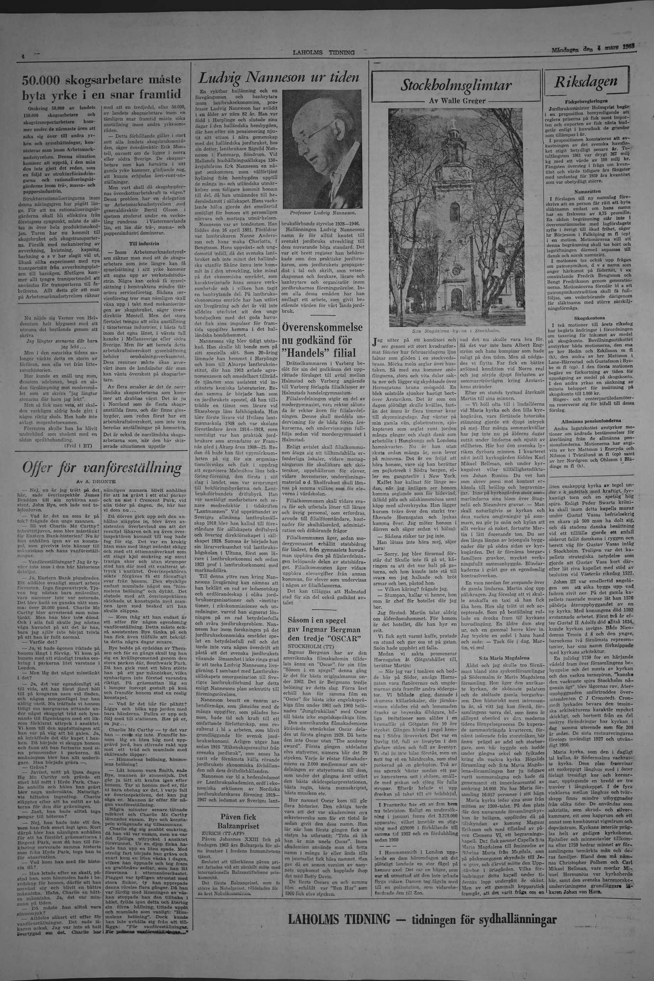 Laholms Tidning Måndag 4 mars 1963, sida 4