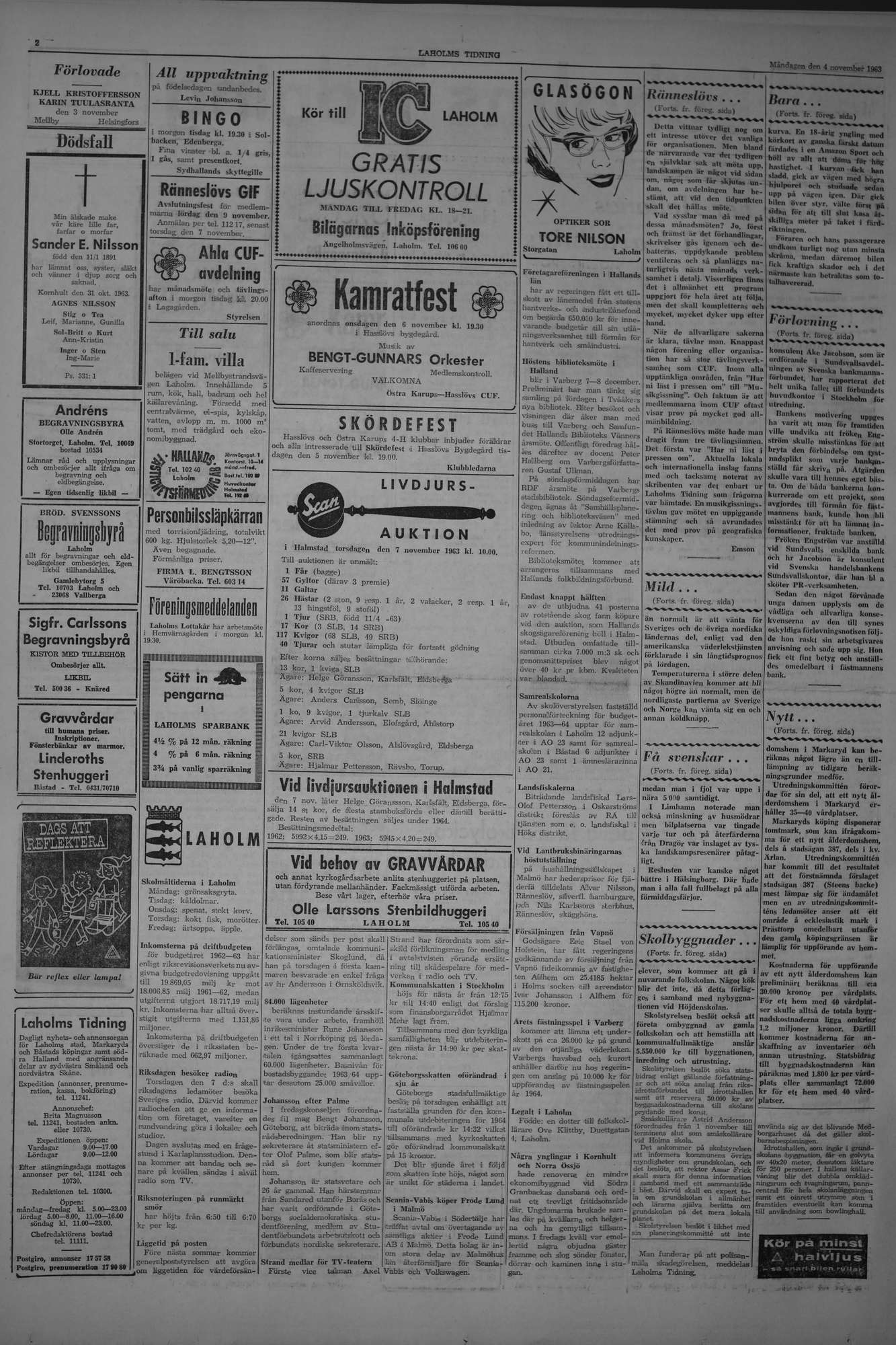 Laholms Tidning Måndag 4 november 1963, sida 2