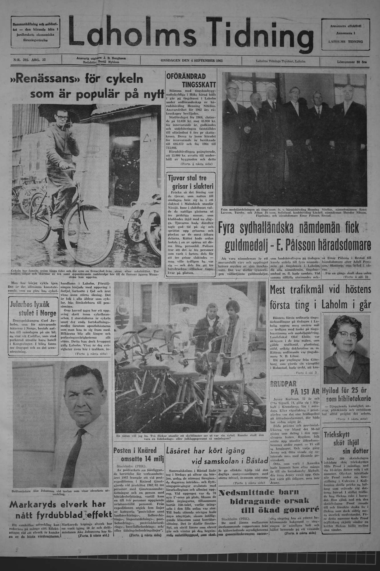 Laholms Tidning Onsdag 4 september 1963, sida 1