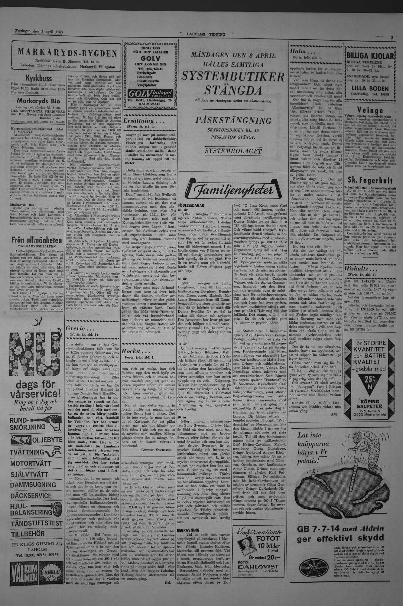 Laholms Tidning Fredag 5 april 1963, sida 3