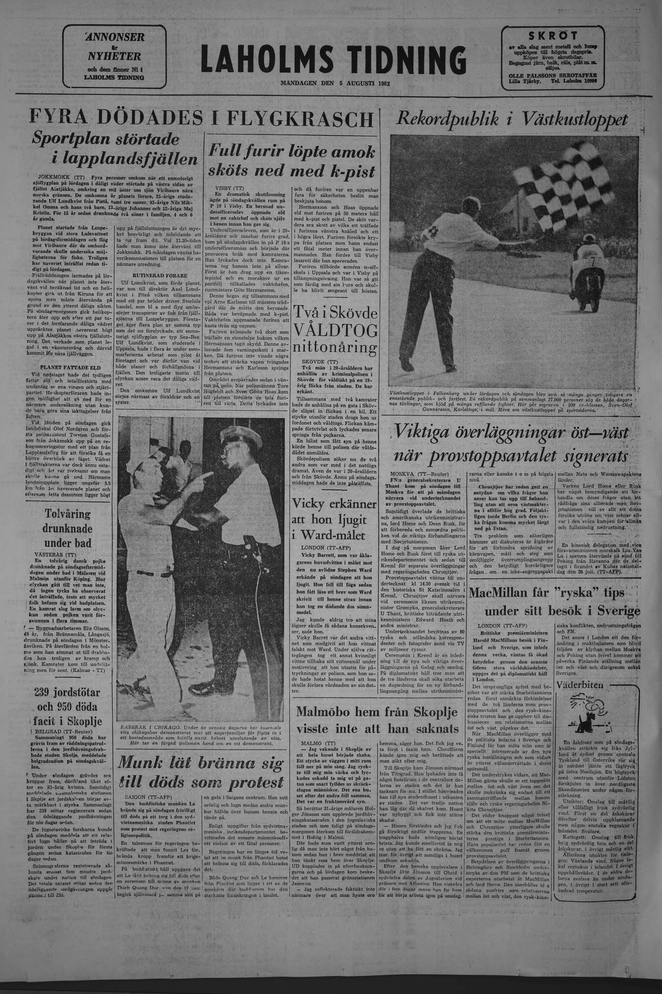 Laholms Tidning Måndag 5 augusti 1963, sida 8