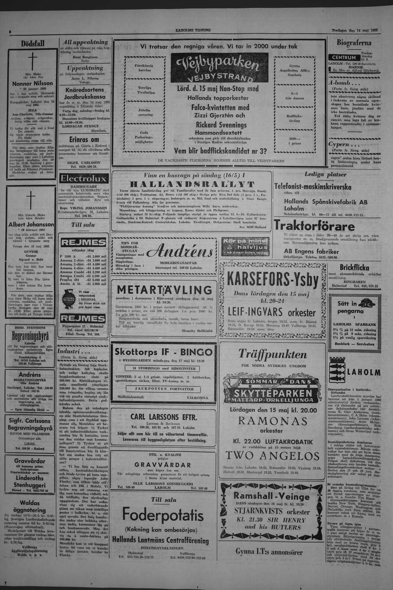 Laholms Tidning Fredag 14 maj 1965, sida 2