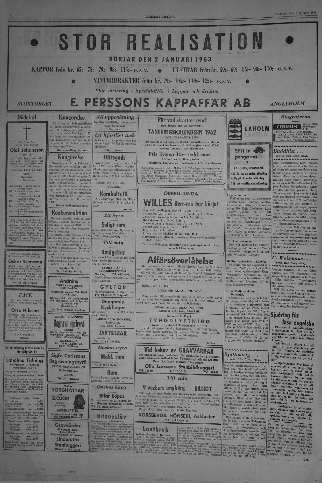 Laholms Tidning Lördag 5 januari 1963, sida 2