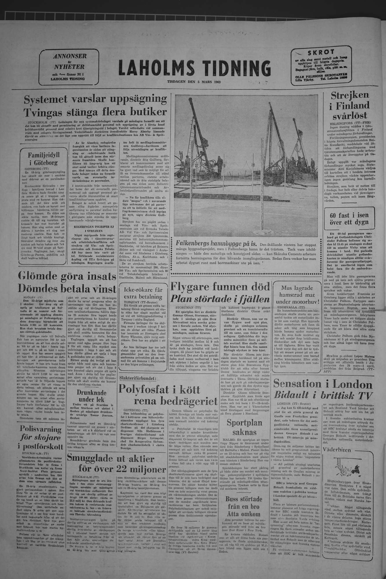 Laholms Tidning Tisdag 5 mars 1963, sida 8
