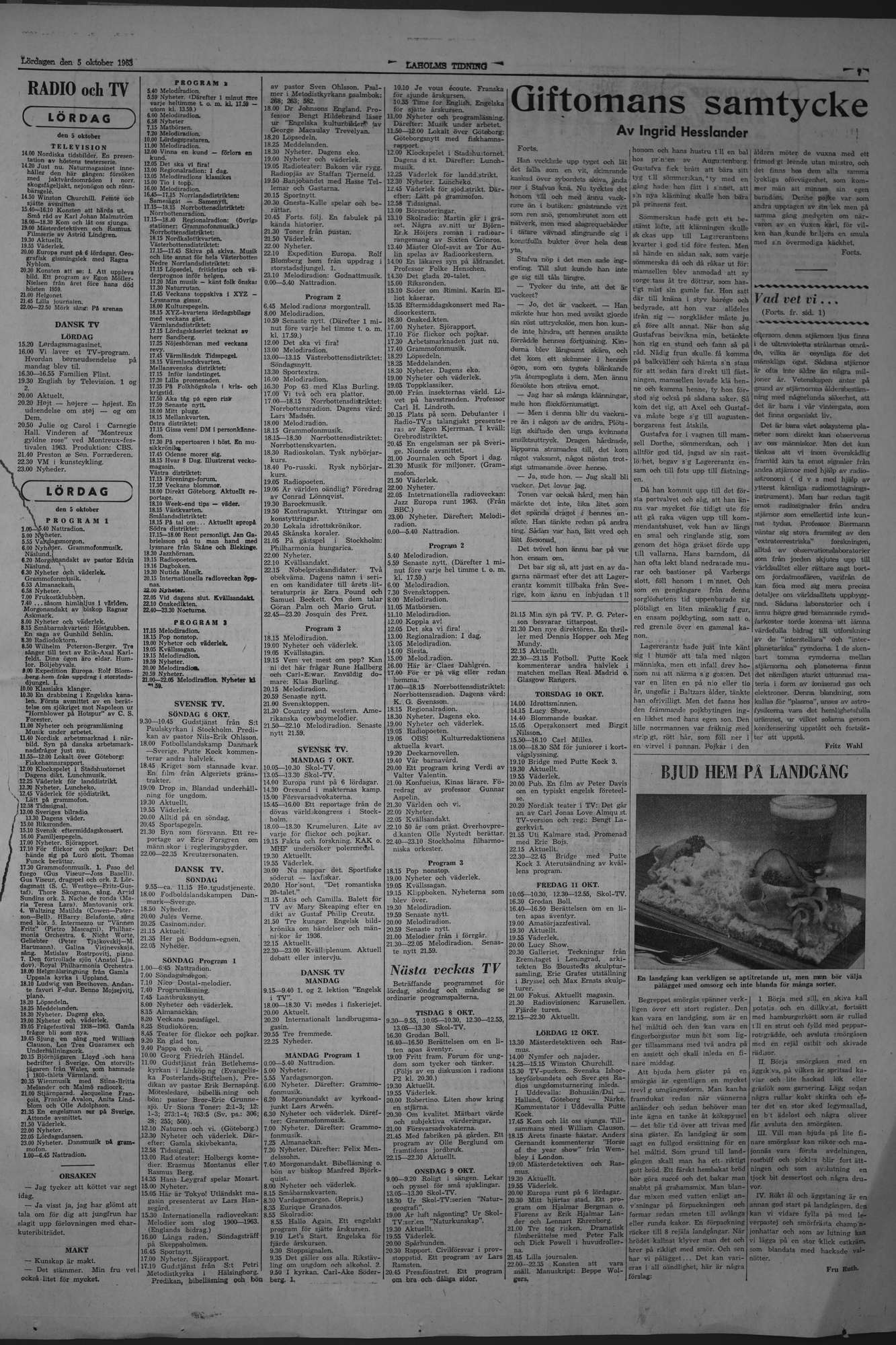 Laholms Tidning Lördag 5 oktober 1963, sida 7