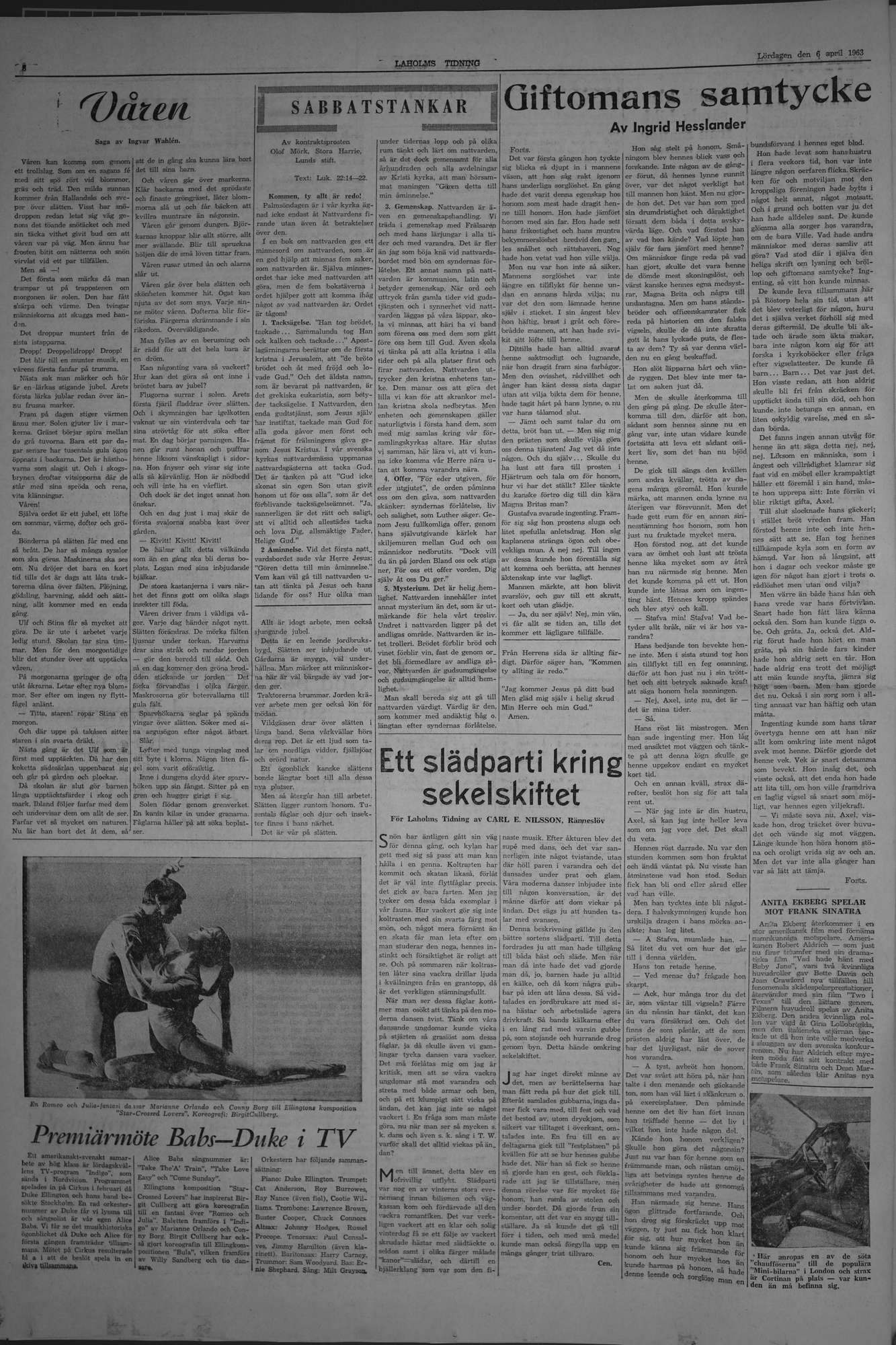 Laholms Tidning Lördag 6 april 1963, sida 6