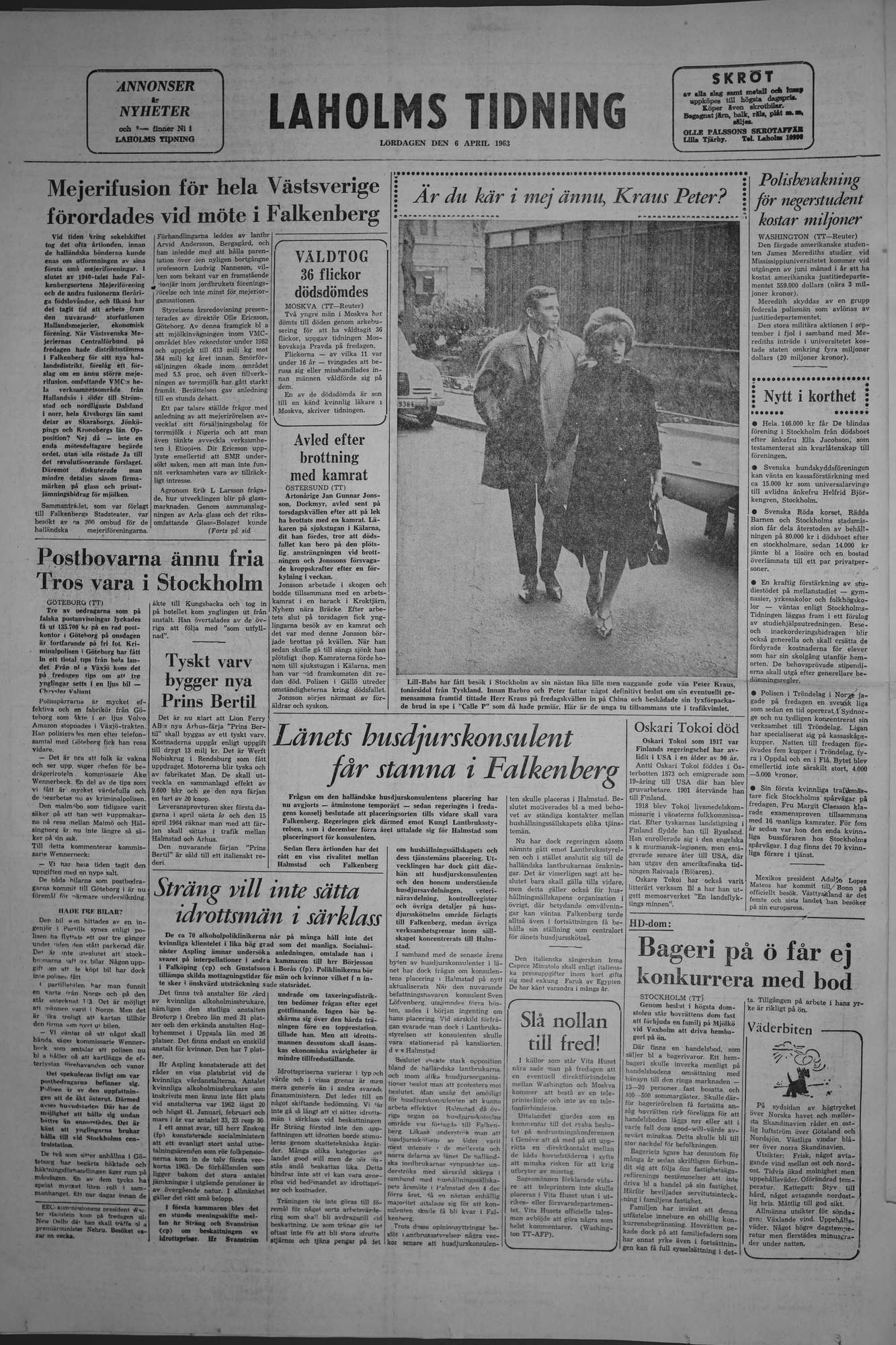 Laholms Tidning Lördag 6 april 1963, sida 8