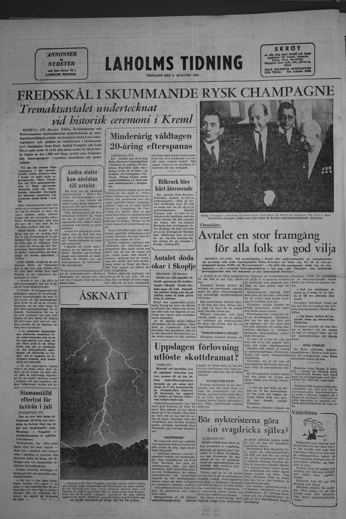 Laholms Tidning Tisdag 6 augusti 1963, sida 8