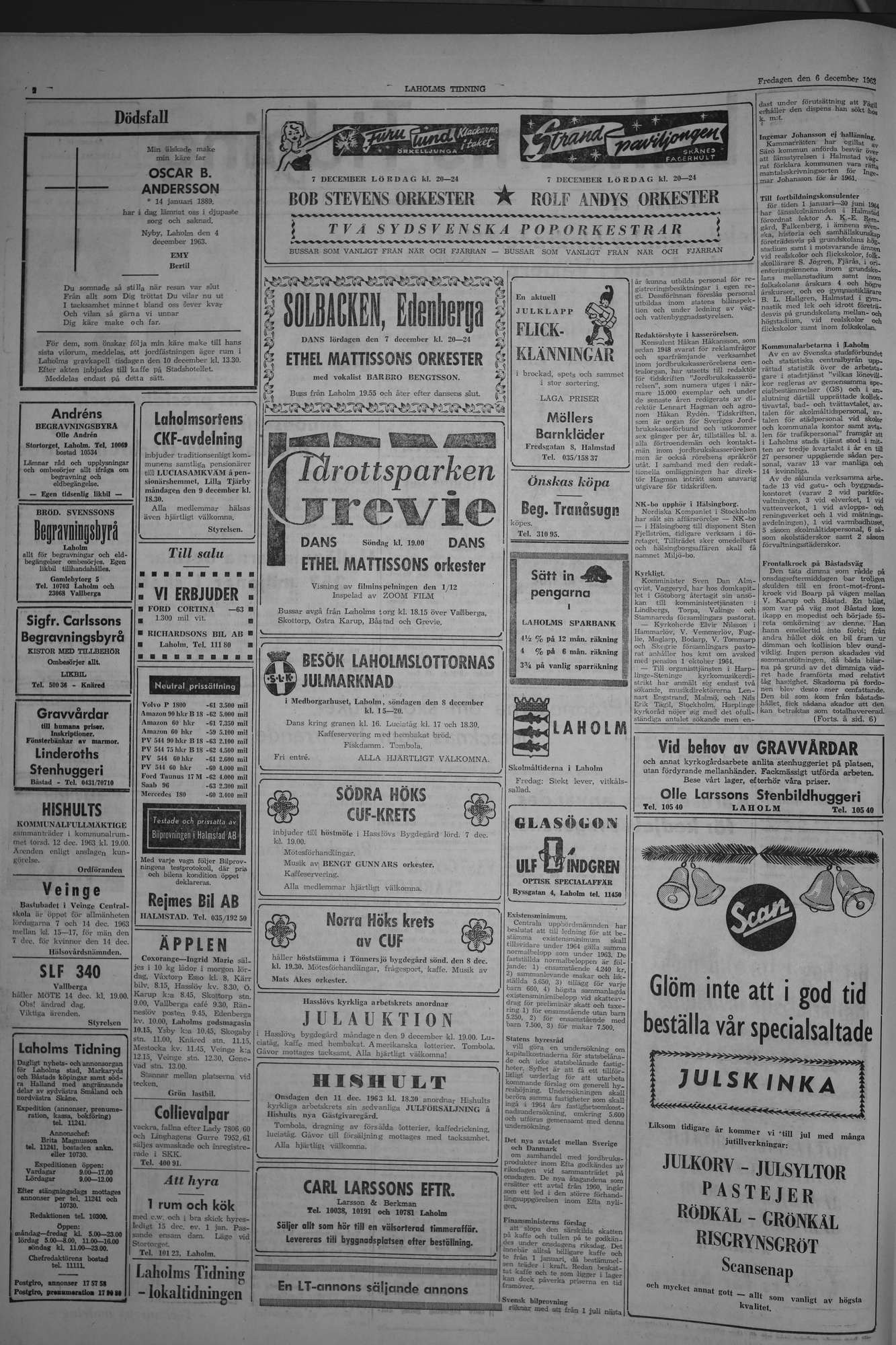 Laholms Tidning Fredag 6 december 1963, sida 2