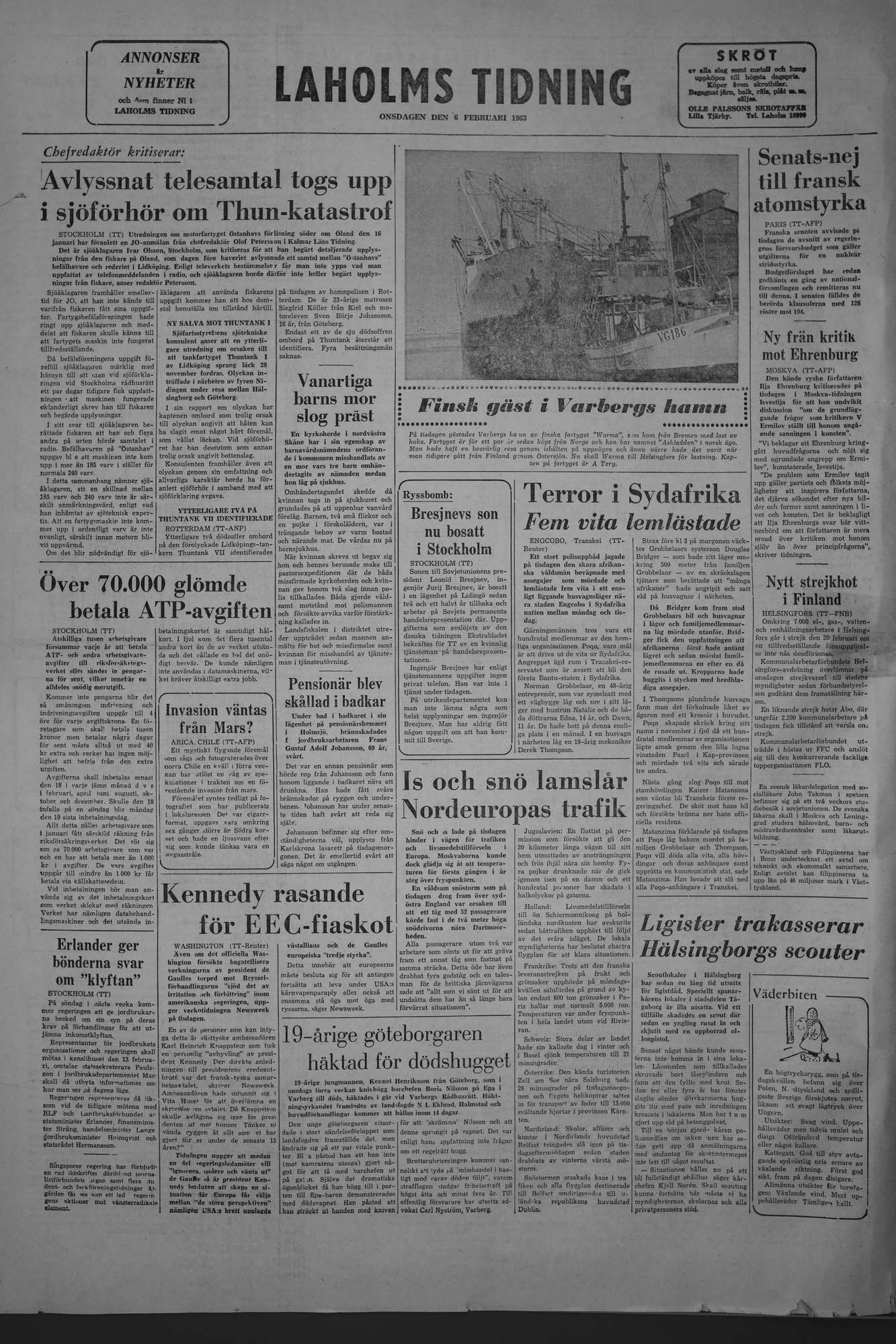 Laholms Tidning Onsdag 6 februari 1963, sida 8