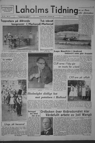 Förstasidan, Onsdag 7 augusti 1963
